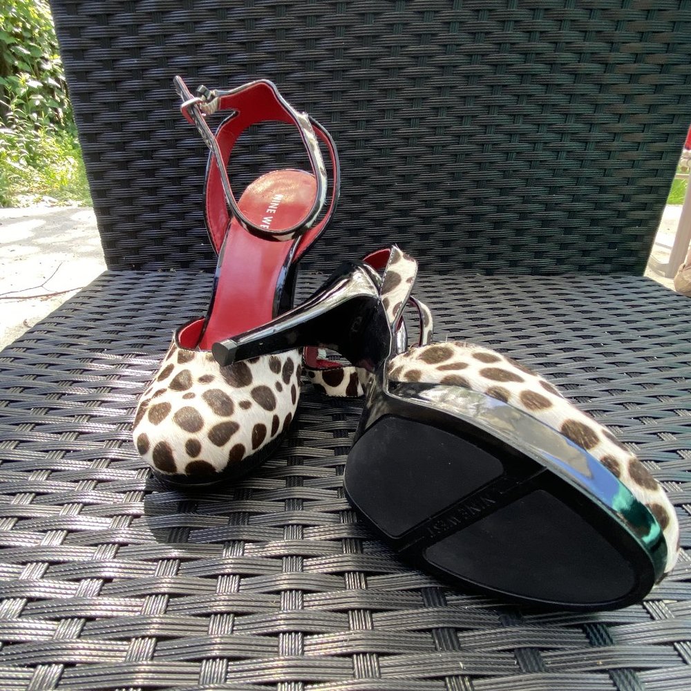 Nine West White/Black Polka Dot 8 1/2 Heels